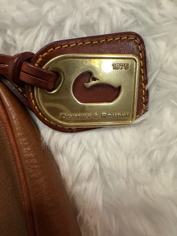 Dooney & Bourke Florentine Vacchetta Leather Crossbody Satchel in Caramel Brown - Image 10