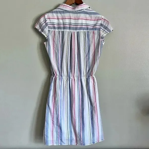 J.Crew Mercantile Rainbow Seersucker Collared Tie Front Dress Size XXS - Image 7