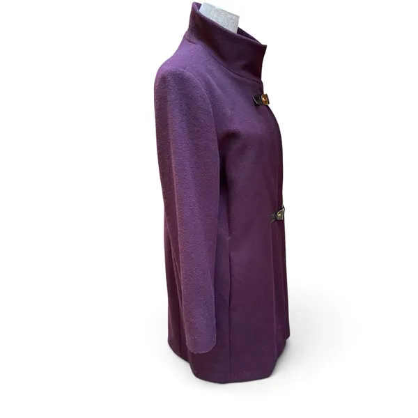 Lauren Ralph Lauren Wool Peacoat Trench Coat Purple Burgundy Size 12 Old Money - Image 7