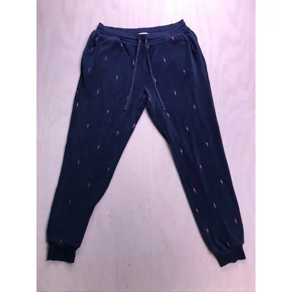 PJ Salvage Pajama Set Women Large Blue Lightning‎ Bolt Fleece Loungewear - Image 8