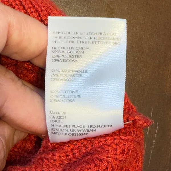 1401 | Silence + Noise‎ Ribbed Cropped Mock Neck Knit Sweater Red Womens XS - Image 7