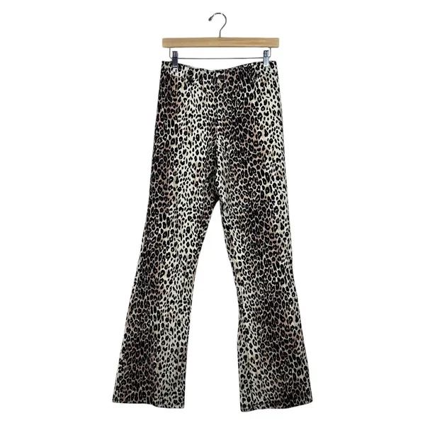 Motel Zoven Flare Pants Tan Brown Leopard Print Indie Sleaze High Rise Size S - Image 2