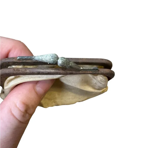 👜 Antique Silk Satin Coin Purse Mini Kiss Lock‎ Change Pouch Early 1900s 👜 - Image 2