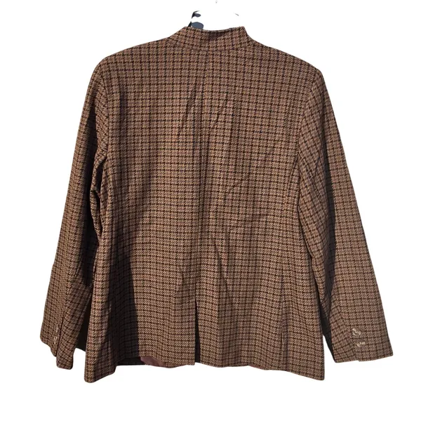 Old Navy NWT Pixie Blazer Womens Brown Houndstooth Collarless‎ Jacket Large - Image 4