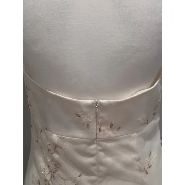 Betsy &‎ Adam Vintage White Floral Halter Sequin Cocktail Gown Dress Sz 8 - Image 10