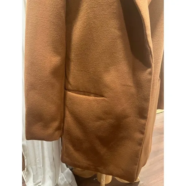 Womens Fall Minimalist Tan Dress Coat Jacket M Forever21 - Image 5