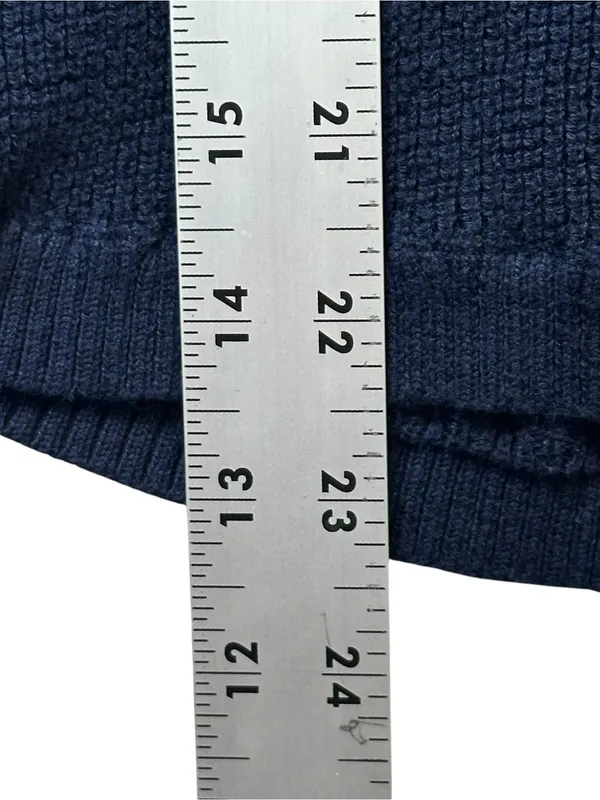 Lauren Ralph Lauren Women’s Small Navy Waffle Knit Cowl Neck Cotton Sweater - Image 7
