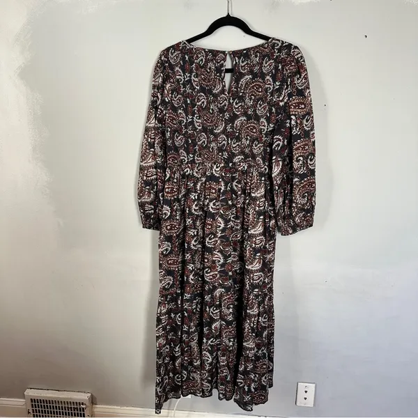 Cleobella Carly Paisley Dress Smocked Pockets XL Avalon Black - Image 6