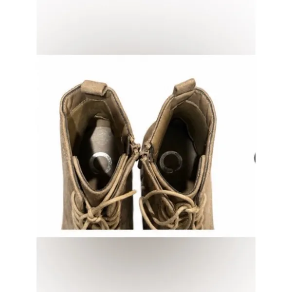 NWB Journee Collection Baylor Booties Sz 8.5 Faux Suede Lace-Up Stacked Heel Tan - Image 5