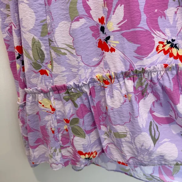 Terra & Sky Women's Plus 0X 14W Purple Floral Ruffle Sleeve Maxi Dress Tiered - Image 7