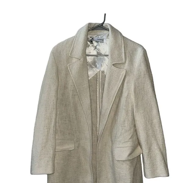 Zara Cream Textured Oversized Long Coat(XS) - Image 6