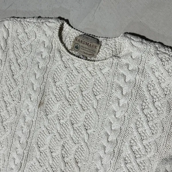Vintage Abercrombie & Fitch Cable Knit Sweater Hand Made Grandpacore SZ S Thick - Image 3