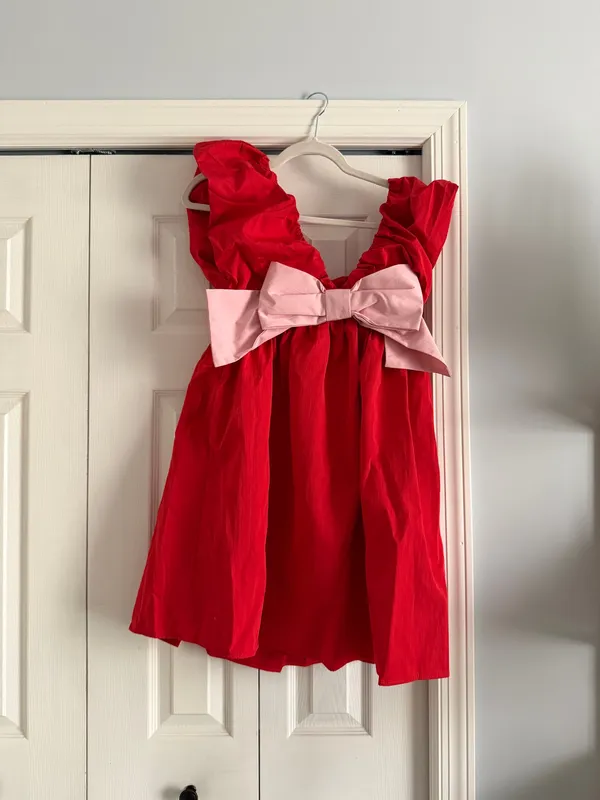 NWOT Vici Red and Pink Bow Plaid Babydoll Mini Dress - Image 4