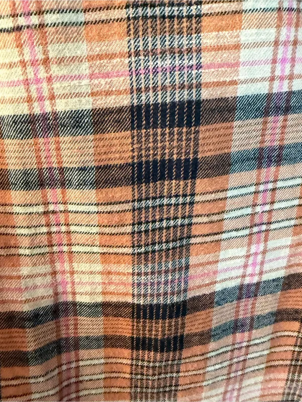 Women’s Billabong Orange Plaid Button-Up Shirt 100% cotton flannel size all - Image 8