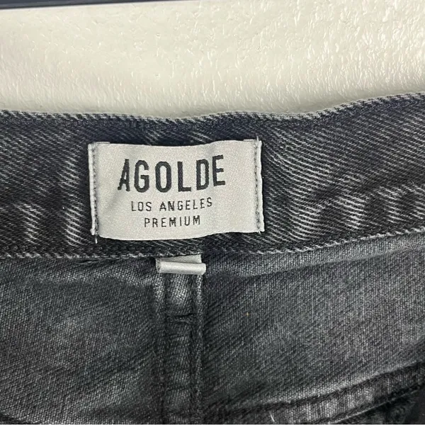 AGOLDE Black 100% Cotton Button Fly High Rise Cut-Off Denim Jean Shorts Size 27 - Image 5