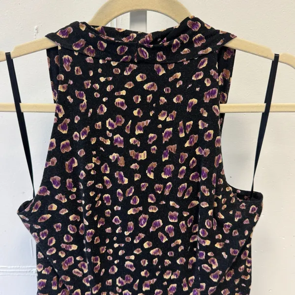 Ann Taylor Sleeveless Cowl Neck Leopard Print Sheath Dress Purple Black Small - Image 6