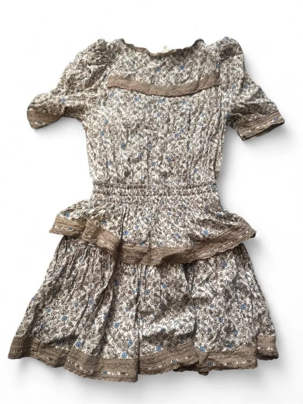 Olivaceous Beige and Blue Floral Prairie Costume Dress - Image 3