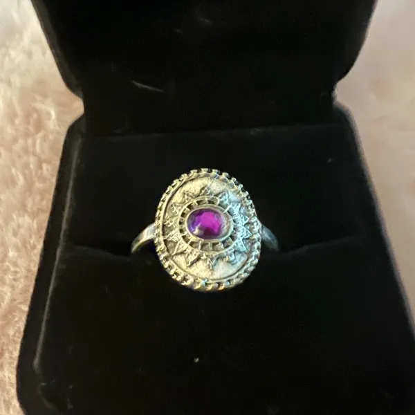 Women’s Stainless Steel Silver Bohemian Style Ring Size 8 - Image 2
