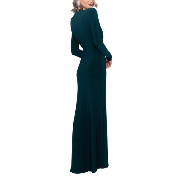 Betsy & Adam Womens Long-Sleeve Dress with Slit A25412 Pine Green 6 - Image 8