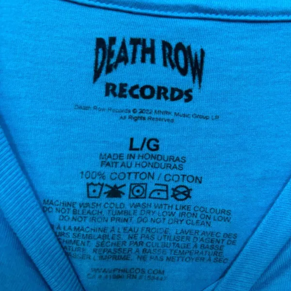 Death Row Records 1991 LA Grim Reaper Hands Rap Tee large - Image 4