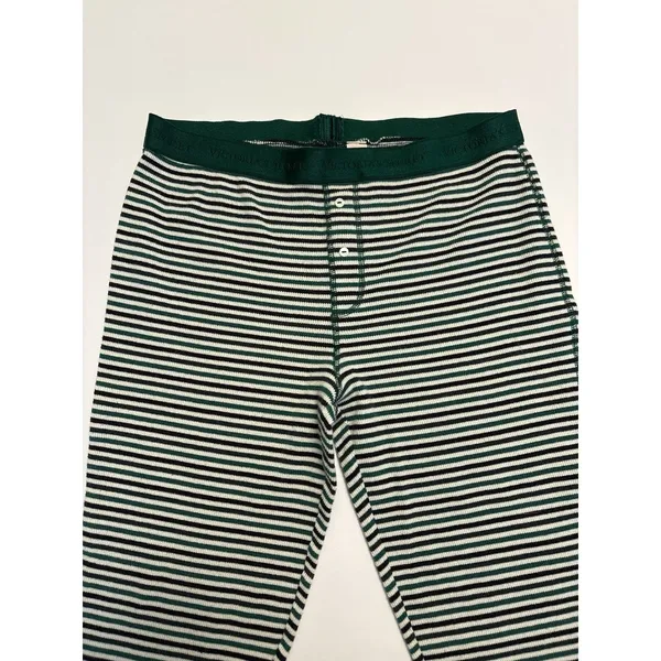 Victoria's Secret Pajama Set Women L Green Striped Thermal Lounge Sleepwear Set - Image 9