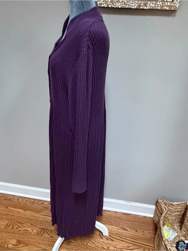Vintage April Too! Cornell purple long sweater coat duster jacket wool purple - Image 5