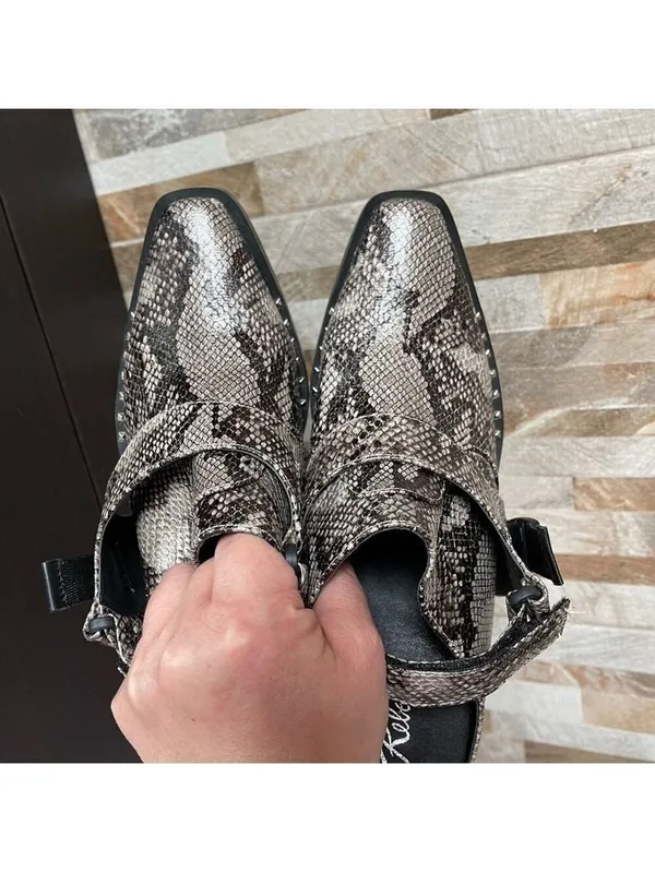 Rebels Vegan Leather Slingback Mule Reptile Snake Print Gray Slipons Sz 7.5 NWT - Image 11