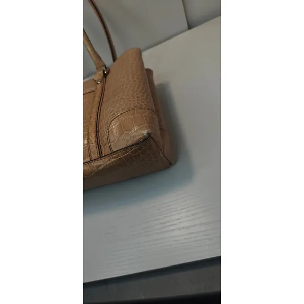 Vintage Liz Claiborne Tan Faux leather Croc shulder bag - Image 8