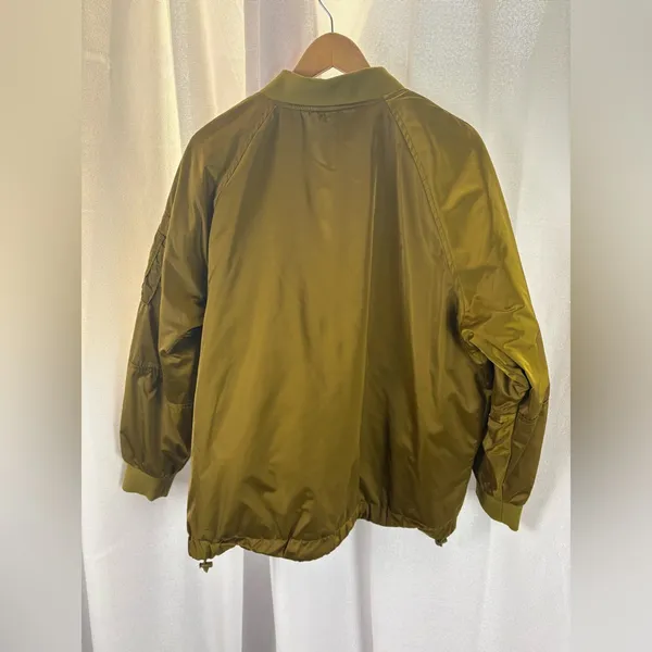 SHINY GOLD GREEN OVERSIZED BOMBER JACKET Target A New Day Size Large EUC‎ - Image 8