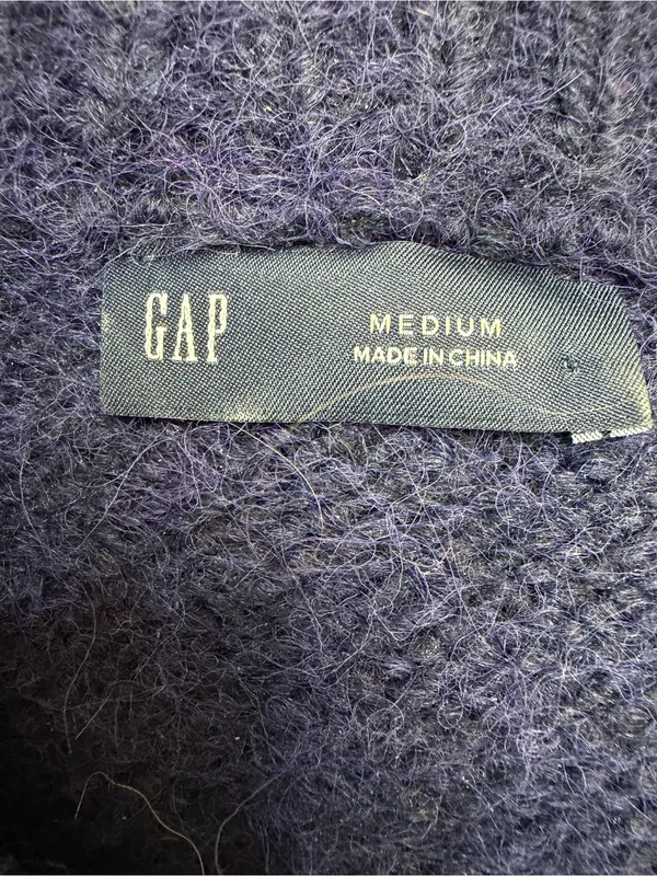 Gap Fair Isle Brushed Alpaca Wool Cardigan Sweater Medium Red Navy Blue $80 - Image 4