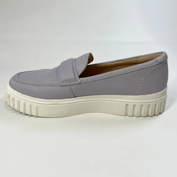 Clarks Women's Lavender Leather Loafers‎ Penny Platform Slip On Size 9.5 W EU 41 - Image 7
