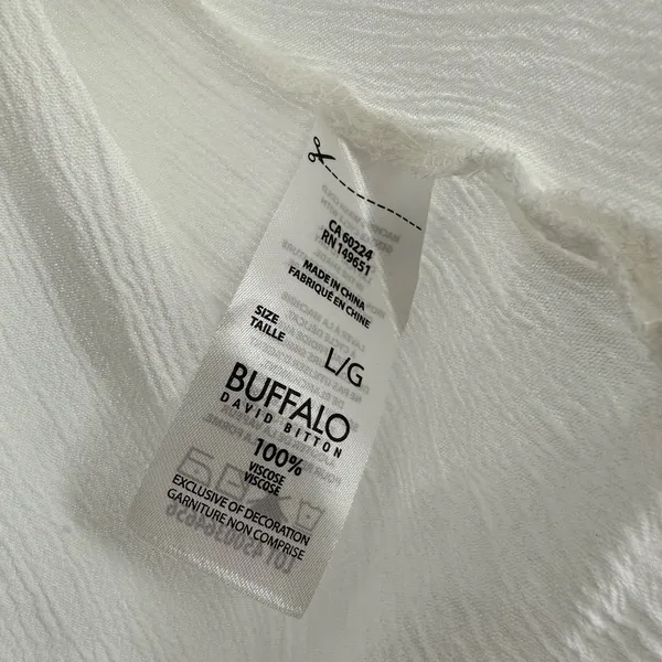 Buffalo by David Bitton size large white v neck‎ t-shirt tee shirt top blouse - Image 5