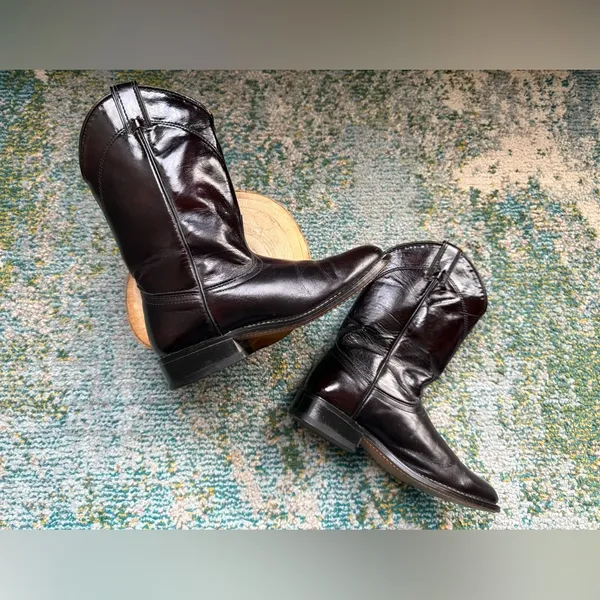 Vintage Laredo dark brown mid western cowboy boots, size 6.5 - Image 2