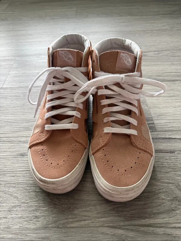 Vans SK8-Hi Reissue High-Top Sneakers in Blush Pink and White Size 6.5 - Image 3