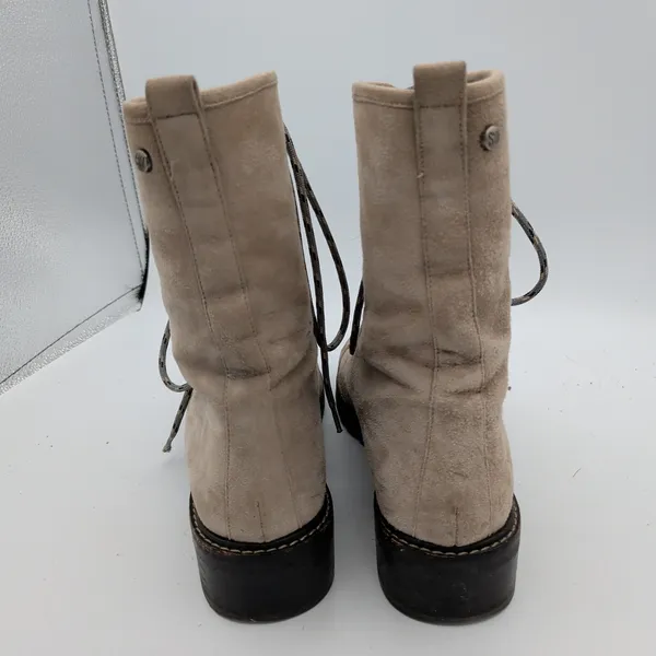 Stuart Weitzman Taupe Suede Lace Up Combat Boots WW26383 Womens 8.5M‎ Spain - Image 5