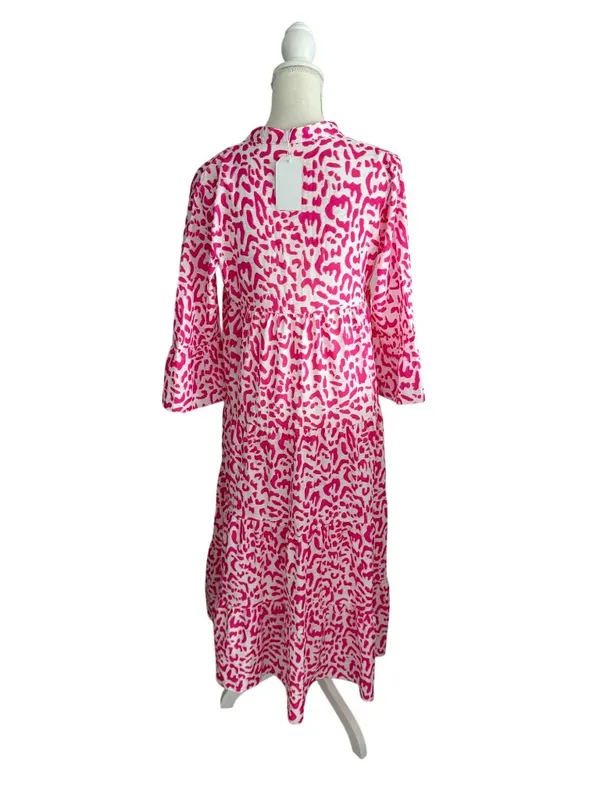 MADE WITH LOVE Pink White Animal Print Maxi Dress Size Small NEW NWT - Image 7