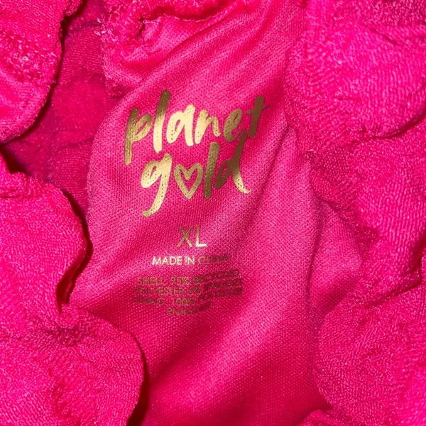 Planet Gold Y2K Pink Barbiecore Dopamine Retro Popcorn Mini Dress Mock Neck XL Stretch - Image 4