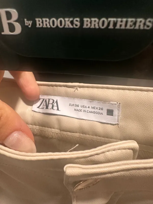Zara Faux Leather Pants Cream - Image 10
