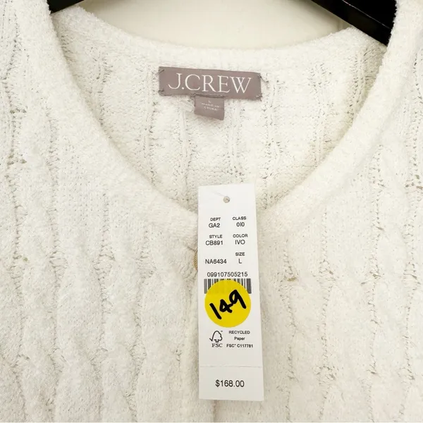 NWT J.CREW Odette Cable-Knit Sweater Lady Jacket Cotton Blend Bouclé Ivory M - Image 8