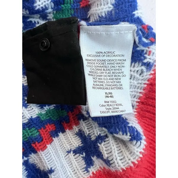 Jolly Sweaters Women's XL Blue/Red Ugly Christmas‎ Sweater Furry Cat Persian - Image 8