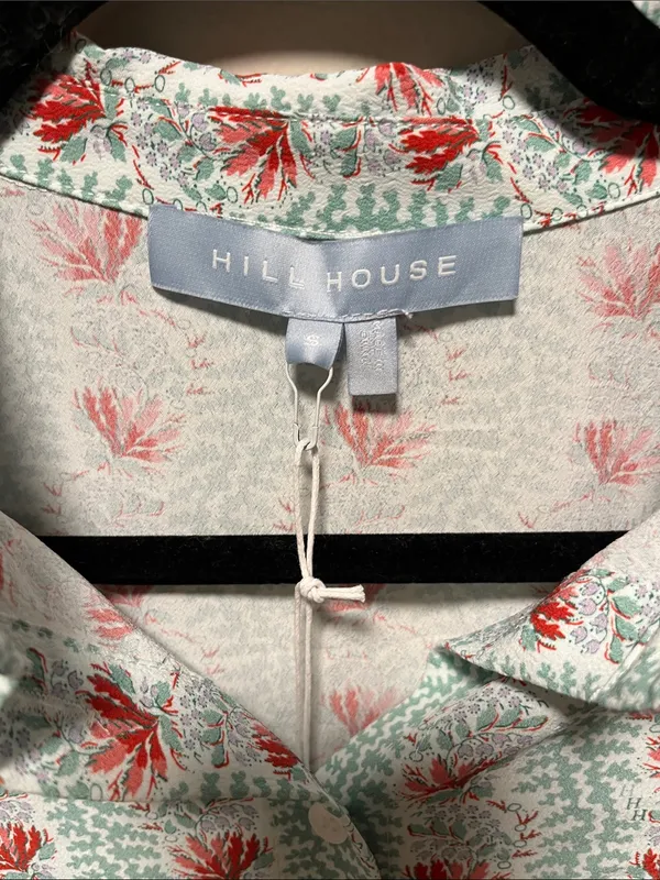 HILL HOUSE (NWT) The James Button-Down Shirt in Floral Vine, Mint/Coral, Size S - Image 4