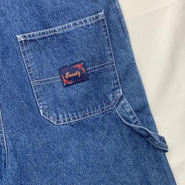 Tweety vintage women's medium Embroidered Denim Overalls - Image 9