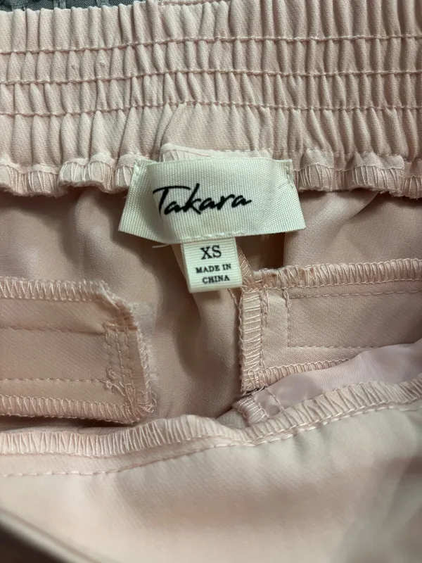 Blush Pink High Waisted Cropped Wide Leg Tie Waist Pants - Image 3