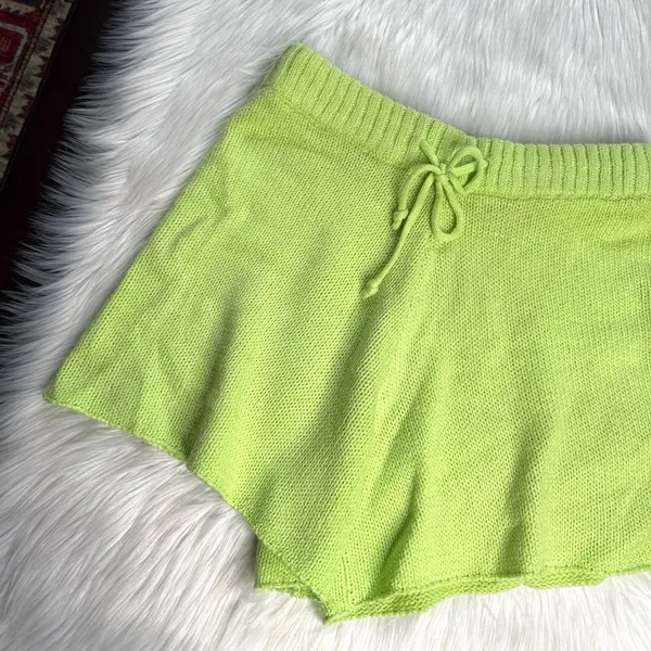 WeWoreWhat Lime Green Knit Sweater Shorts - Image 5