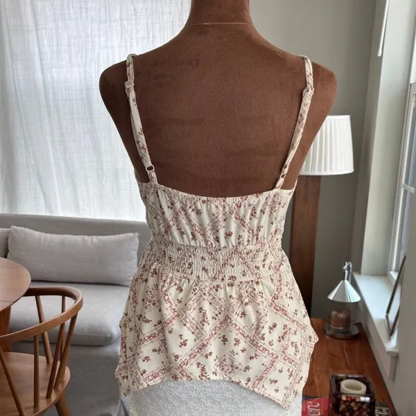 Y2K Style Derek Heart Babydoll Flowy Boho Top Handkerchief Hem Summer Cami Small - Image 4
