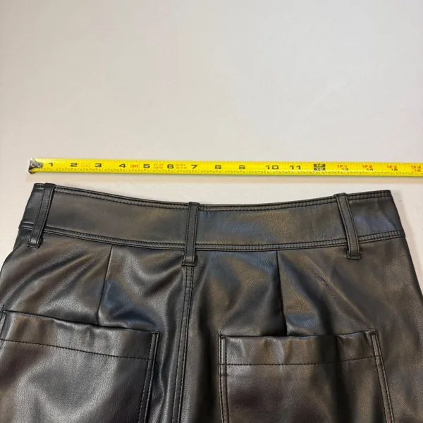 Zara Black Faux Leather 8 Pants Wide Leg High Rise Trousers Patch Pockets Chic - Image 6