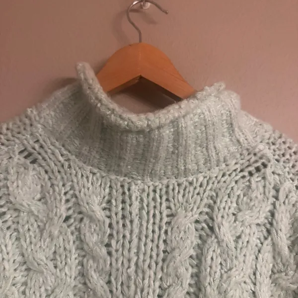 ANTHROPOLOGIE‎ Fisherman Cable-Knit Sweater - Mint - Image 5