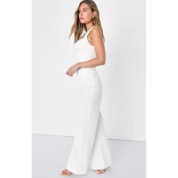 NWT Lulus Enticing Endeavors White Two-Piece Jumpsuit Wedding Classy Elegant XS - Image 5