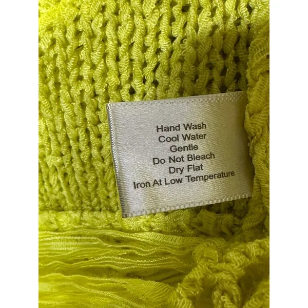 Lime Green Sweater Fringe Hem Bright Size Large~Boho Festival Arts Boston Proper - Image 7