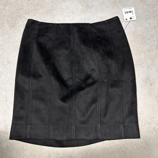NWT Free People Ava's Vegan Mini Skirt Black Suede Ruched Side Size 4 - Image 5